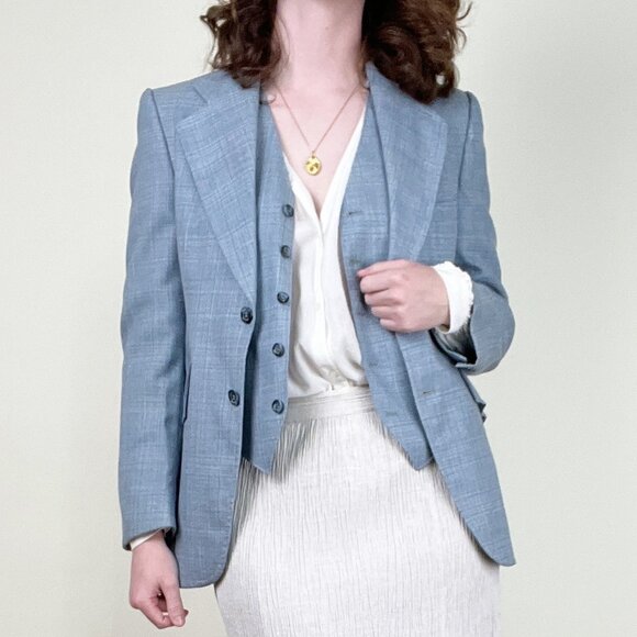 Vintage 70s Union Made Blazer Vest Matching Set Quiet Luxury Wedding Guest 1970s - Picture 15 of 15